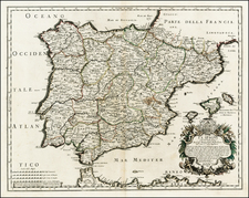 Spain and Portugal Map By Giacomo Giovanni Rossi - Giacomo Cantelli da Vignola