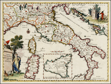 Italy and Balearic Islands Map By Giambattista Albrizzi