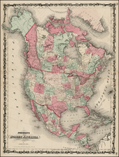 North America Map By Benjamin P Ward  &  Alvin Jewett Johnson