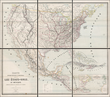 United States and North America Map By Jean Leon  Sanis