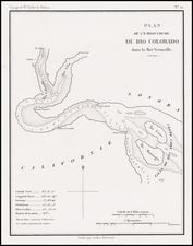 Arizona and California Map By Eugene Duflot De Mofras
