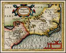 Mid-Atlantic and Southeast Map By Jodocus Hondius