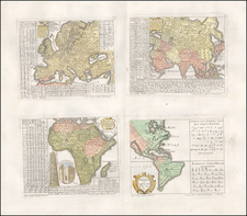 World, South America, Europe, Europe, Asia, Asia, Africa, America and Curiosities Map By Homann Heirs / Gottfried Hensel