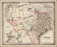 Texas Map By Joseph Hutchins Colton