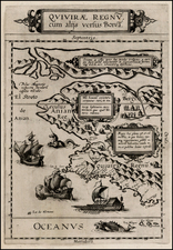 Polar Maps, Alaska, Pacific, California and Canada Map By Cornelis de Jode