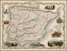 Spain and Portugal Map By John Tallis