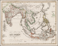 China, India, Southeast Asia and Philippines Map By Adolf Stieler