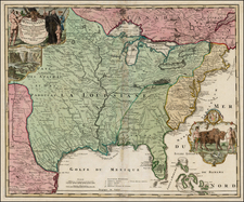 United States, South, Southeast, Texas, Midwest, Plains and Southwest Map By Johann Baptist Homann