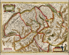 Switzerland Map By Jodocus Hondius / Jan Jansson