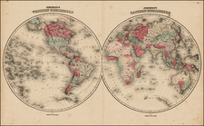 World and World Map By Benjamin P Ward  &  Alvin Jewett Johnson
