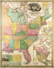 United States Map By Samuel Augustus Mitchell