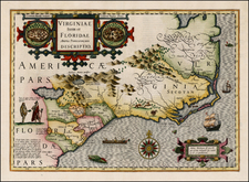 Mid-Atlantic and Southeast Map By Jodocus Hondius