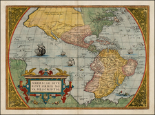 Western Hemisphere, South America and America Map By Abraham Ortelius