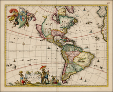 World, Western Hemisphere, South America and America Map By Nicolaes Visscher I