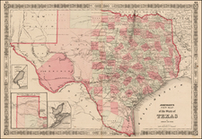 Texas Map By Benjamin P Ward  &  Alvin Jewett Johnson