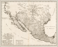 Texas, Plains, Southwest, Rocky Mountains, Mexico, Baja California and California Map By Jose Antonio de Alzate y Ramirez