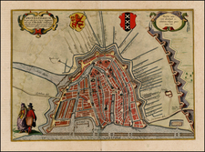 Netherlands Map By Georg Braun  &  Frans Hogenberg