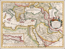 Balkans, Turkey, Mediterranean, Middle East, Turkey & Asia Minor, Egypt, North Africa, African Islands, including Madagascar, Balearic Islands and Greece Map By Giacomo Giovanni Rossi - Giacomo Cantelli da Vignola