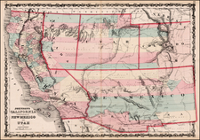 Southwest, Rocky Mountains and California Map By Alvin Jewett Johnson  &  Ross C. Browning
