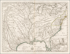 South, Southeast, Texas, Midwest, Plains, Southwest and Rocky Mountains Map By Guillaume De L'Isle / Philippe Buache