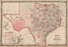 Texas Map By Benjamin P Ward  &  Alvin Jewett Johnson