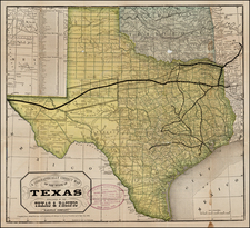 Texas Map By Texas & Pacific Railway Company / Woodward, Tiernan & Hale