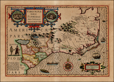 Mid-Atlantic and Southeast Map By Jodocus Hondius