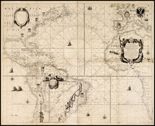 North America, Caribbean, South America, Africa, Africa and America Map By Willem Janszoon Blaeu