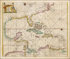 Florida, Southeast, Mexico and Caribbean Map By Pieter Goos