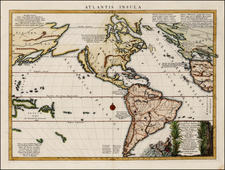 Atlantic Ocean, South America, Australia & Oceania, Pacific, Oceania and America Map By Nicolas Sanson / Pierre Mortier