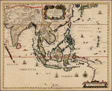 China, Japan, India, Southeast Asia, Philippines, Other Islands and Australia Map By Pierre Mariette