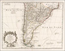 Argentina, Chile, Paraguay & Bolivia and Uruguay Map By Guillaume De L'Isle / Philippe Buache