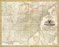 United States Map By Samuel Augustus Mitchell