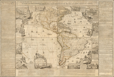 North America, South America and America Map By Nicolas de Fer / Guillaume Danet / Jacques-Francois Benard