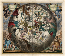 Western Hemisphere, Southern Hemisphere, Celestial Maps and Curiosities Map By Andreas Cellarius