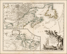 New England, Midwest and Canada Map By Didier Robert de Vaugondy