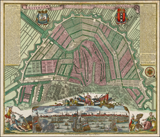 Netherlands and Amsterdam Map By Matthaus Seutter