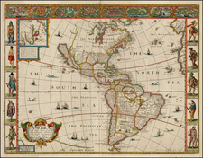 South America and America Map By John Speed