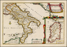 Southern Italy and Sardinia Map By Nicolas de Fer