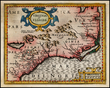 Mid-Atlantic and Southeast Map By Jodocus Hondius