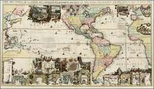 World, World, Atlantic Ocean, North America, South America, Pacific, California and America Map By Henri Chatelain