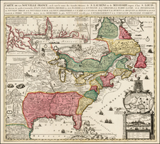 United States, South, Southeast, Midwest, North America and Canada Map By Nicolas de Fer