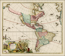 South America, Australia & Oceania, New Zealand, California and America Map By Carel Allard