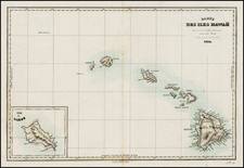 Hawaii and Hawaii Map By Jules Sebastian Cesar Dumont-D'Urville