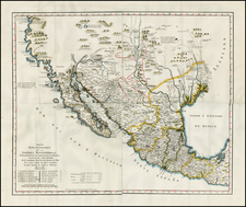 Texas, Plains, Southwest, Rocky Mountains, Mexico, Baja California and California Map By Jose Antonio de Alzate y Ramirez