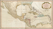 Florida, Texas, Mexico, Caribbean and Central America Map By Laurie & Whittle