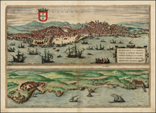 Portugal Map By Georg Braun  &  Frans Hogenberg