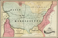 United States, Midwest, Plains, Southwest, Rocky Mountains and North America Map By William Gilpin