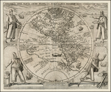 World, Western Hemisphere, North America, South America, Australia & Oceania, Australia, Oceania and America Map By Theodor De Bry