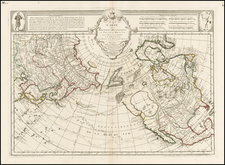 Alaska, North America, China, Japan, Pacific, Russia in Asia and Canada Map By Philippe Buache / Joseph-Nicholas Delisle